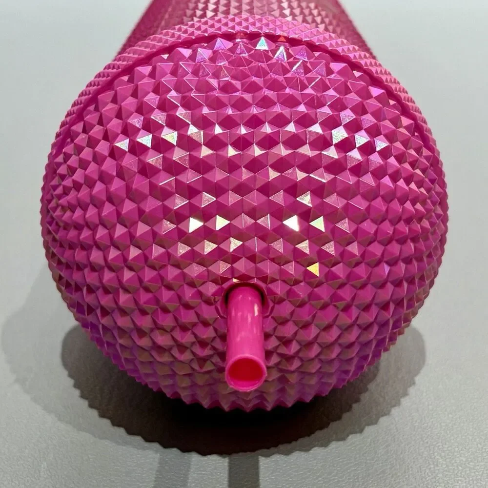 Starbucks 2025 Cold Cup Tumbler Iridescent Pink Domed Studded 24 fl. oz Venti